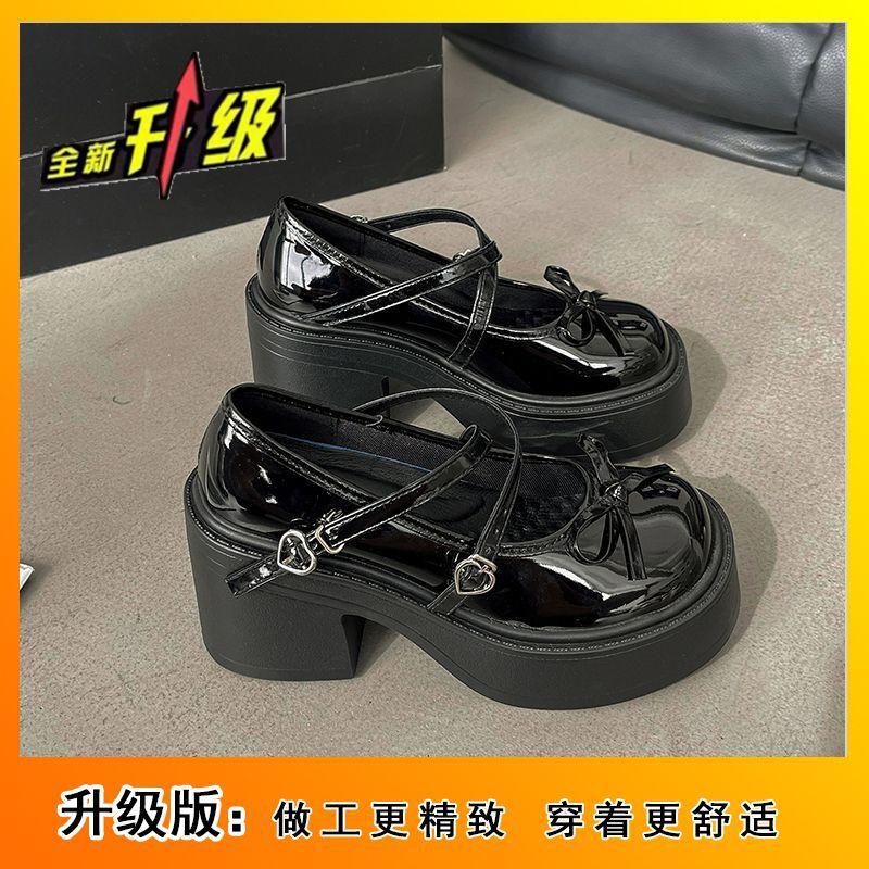 Японские jk увеличивающие рост французские универсальные маленькие кожаные туфли лето новые женские с бантом толстый высокий каблук Мэри Джейн одинарные туфли