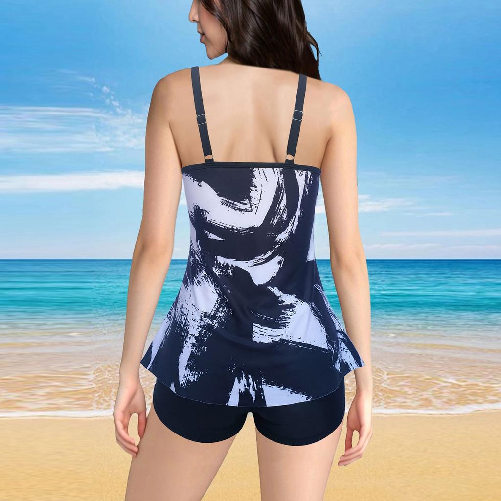 Женский сексуальный купальник с подтяжками и напечатанным раздельным купальником