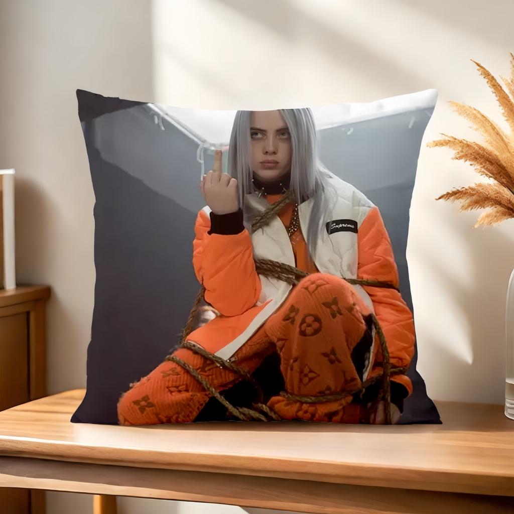 B-Billie E-Eilish Anime Style Pillowcase 45X45Cm Sofa Bed Cushion Cover For Bedroom Car Office Sofa Fashion Perfect Fan Gift