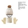 3Pcs/Set Kids Hat Scarf Glove Set Plush Ball Decor Twist Texture Thickened Warm Brimless Hat Long Scarf Touch Screen Gloves Set