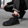 Мужские ботинки Осень Зима Новые Ручной работы Высокие Повседневные Ботинки Уличные Нескользящие Походные Мужские Ботинки Кожаные Мужские Мотоциклетные Ботинки Trave