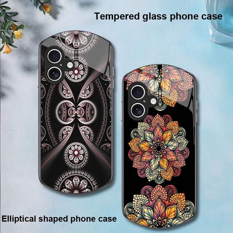 Красочный Цветочный Тотем Для Apple IPhone 16 11 13 15 14 Pro Max 12 Mini 7 8 Plus XR XS Чехол для телефона из закаленного стекла эллиптической формы