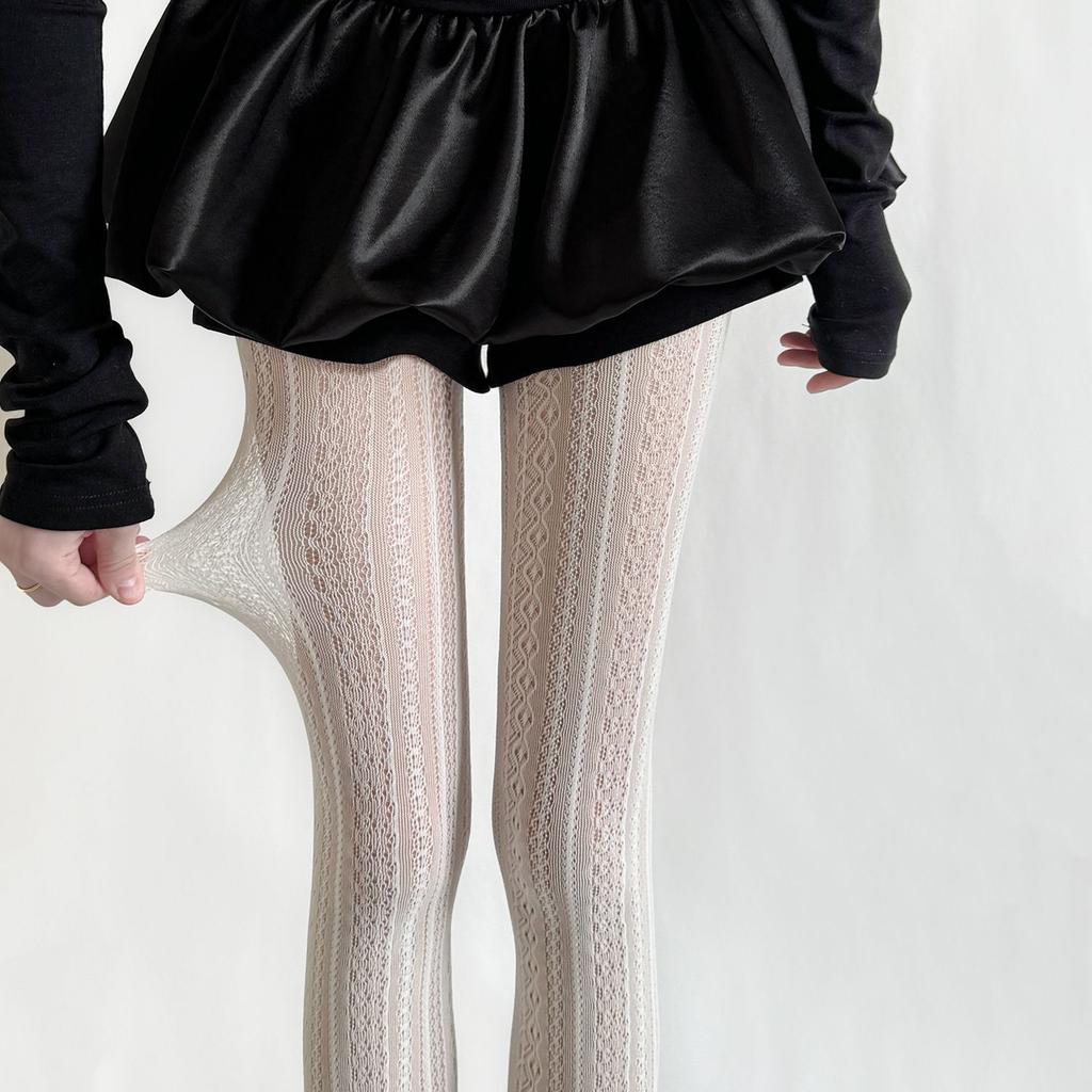 Lolita White Pure Fishnet Socks Vintage Lace Hollow Mesh Socks Pantyhose Bottom Socks Black Pantyhose Versatile