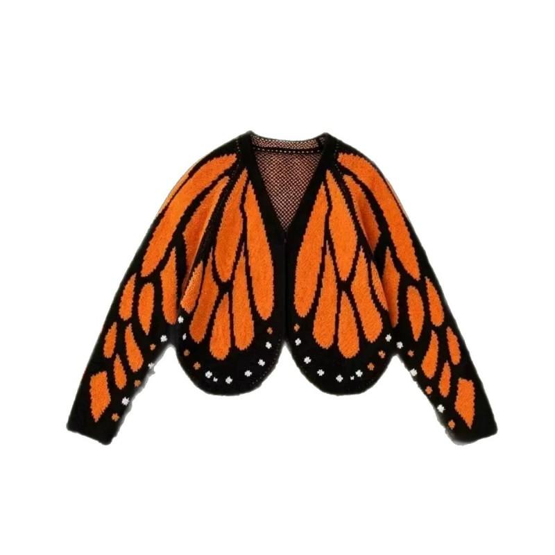 Butterfly Knit Cardigan Crochet Shrug Batwing Sleeve V-Neck Loose Fit Womens Outerwear