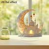 Acrylic Moon Castle Ornament 2D Flat Crescent Moon Mosque Palace Table Sign Holiday Party Home Office Living Room Bedroom Desktop Decoration