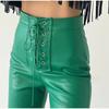 Fashion Sexy Bandage Leather Flare Pants Women High Waist Hip Package Zipper Trousers Female Autumn Pant