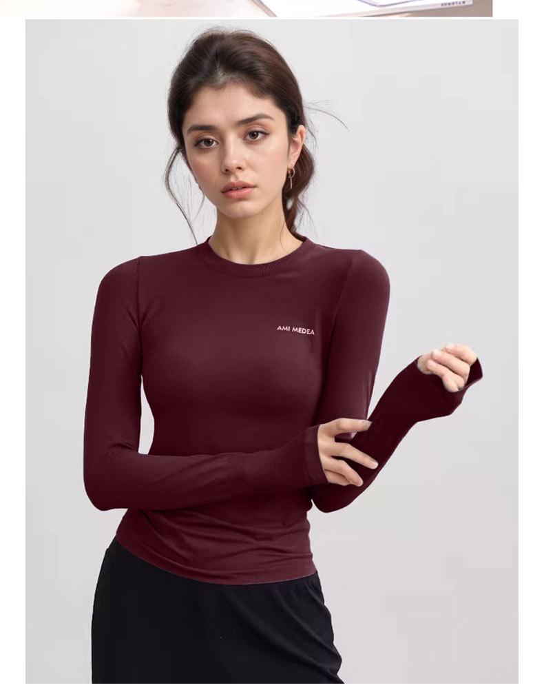 Luminous Letters Trendy Yoga Slimming Long Sleeve Quick-Dry T-shirt for Women
