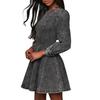 Women's Denim Dress Long Sleeve Bodycon Mini Jean Dress Casual Ruffle Hem Dress