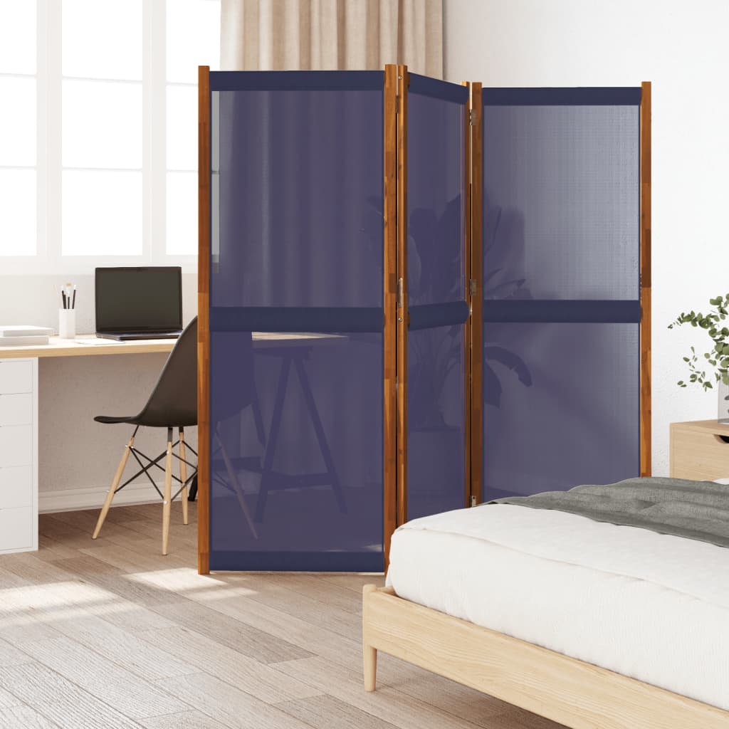 3 Piece Folding Screen in Dark Blue 210 x 180 cm