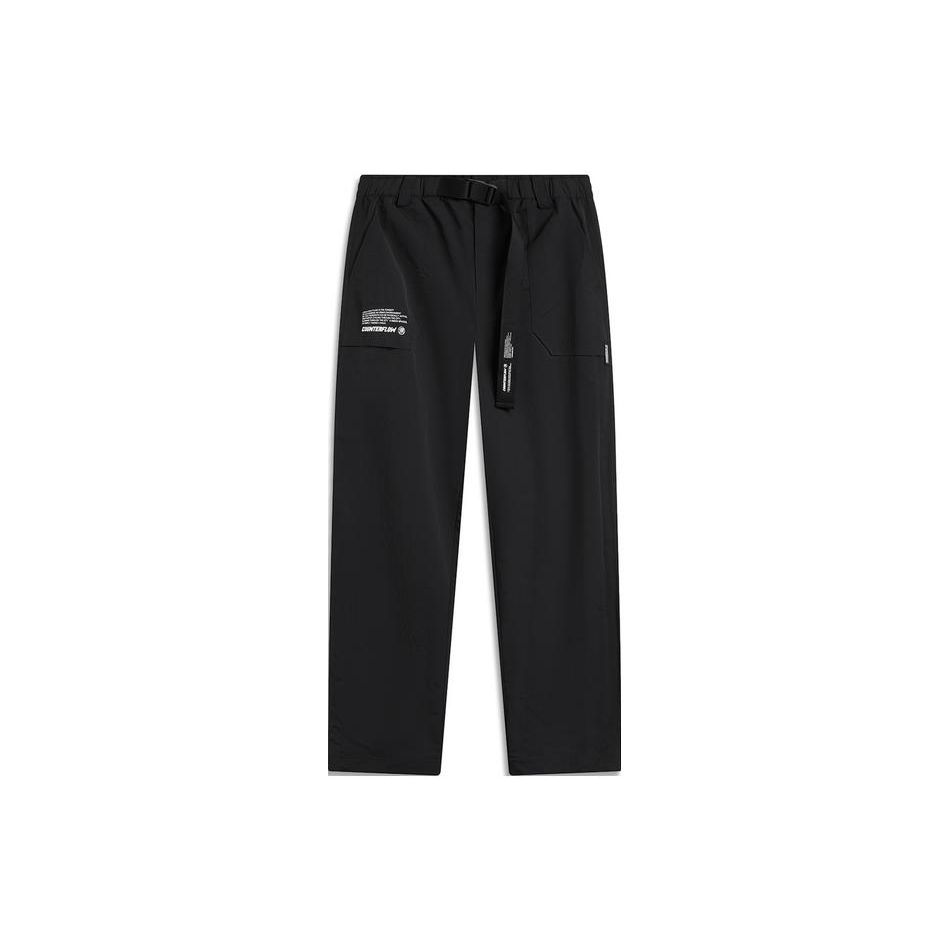 Li Ning CF Su Series однотонные повседневные прямые свободные трикотажные спортивные брюки мужские брюки черные AYKU621-2