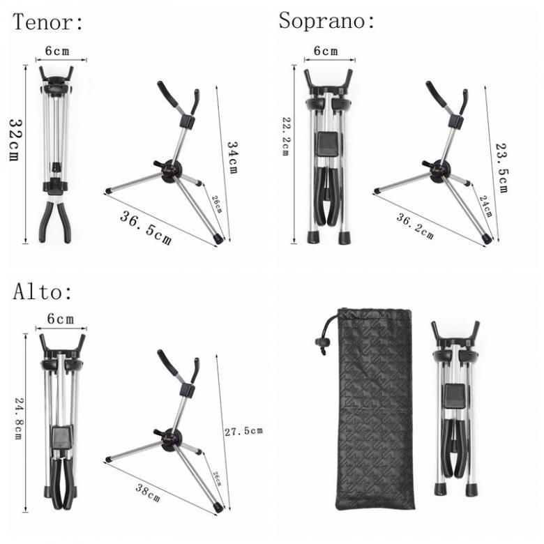 Foldable Alto Tenor Soprano Saxophone Stand Sax Tripod Holder Stainless Portable Sax Tripod Holder