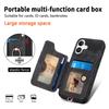 For iPhone 16 Case RFID Blocking Handbag Leather+TPU Phone Cover Card Slots, Ring Holder - Black