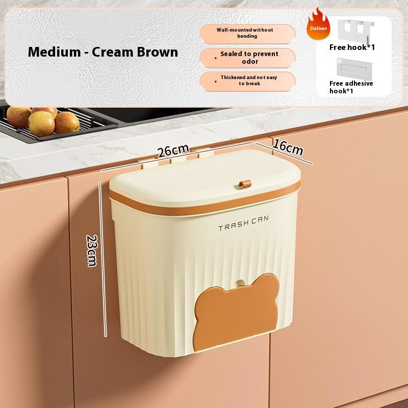 Kitchen Wastebasket Wall Mounted Trash Can With Lid Bathroom Trash Bin Garbage Can For Cabinet Under Sink Compost Bin