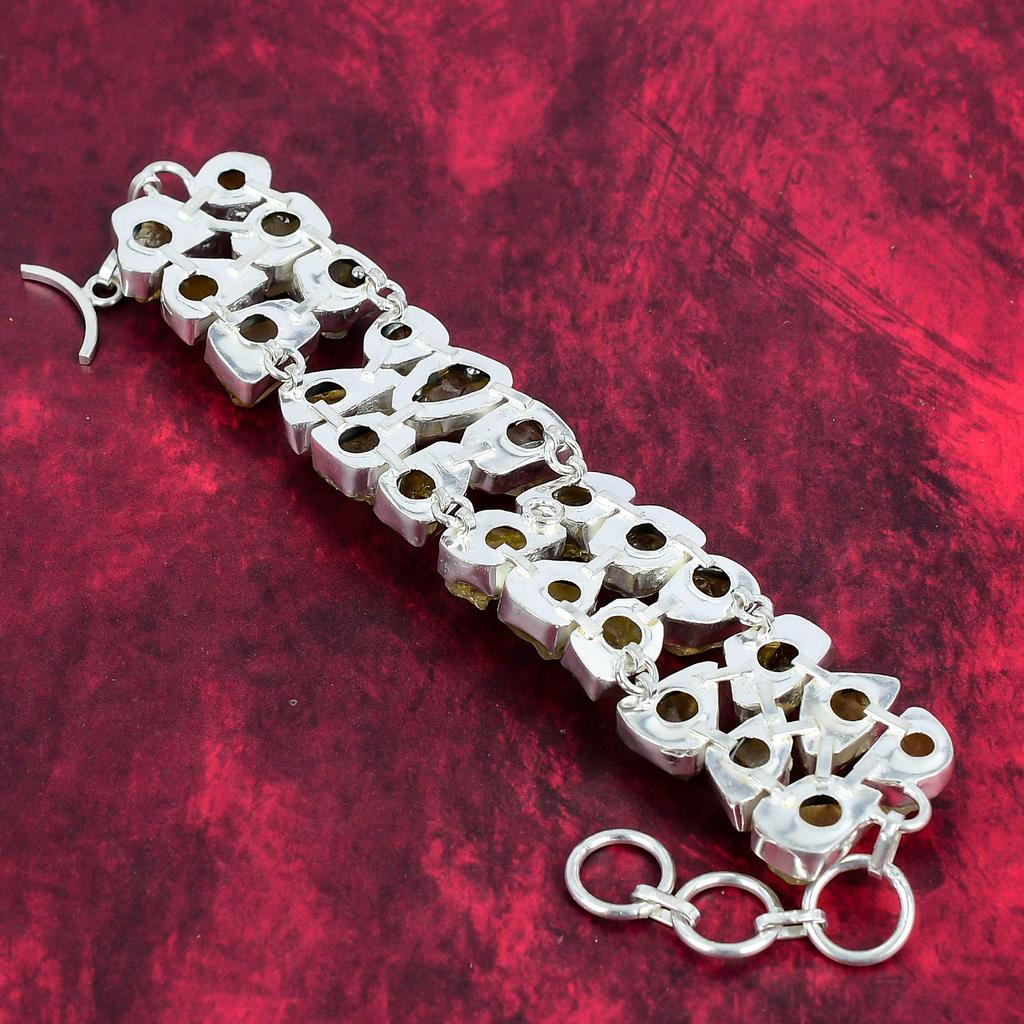 Ювелирные изделия из грубого цитрина, великолепный браслет из стерлингового серебра 925 пробы, стильный ювелирный браслет ручной работы для подарка на годовщину