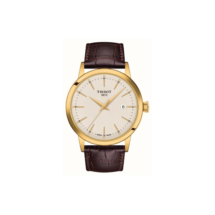 Tissot Классическая коллекция Кварцевый механизм Водонепроницаемость 50 метров Мужские часы Часы 42 мм Бежевый циферблат T129.410.36.261.00