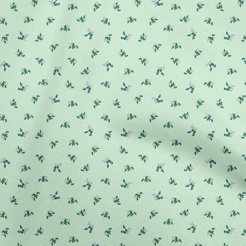 oneOone Cotton Flex Light Mint Green Fabric Panda Fabric For Sewing Printed Craft Fabric By The Yard 40 Inch