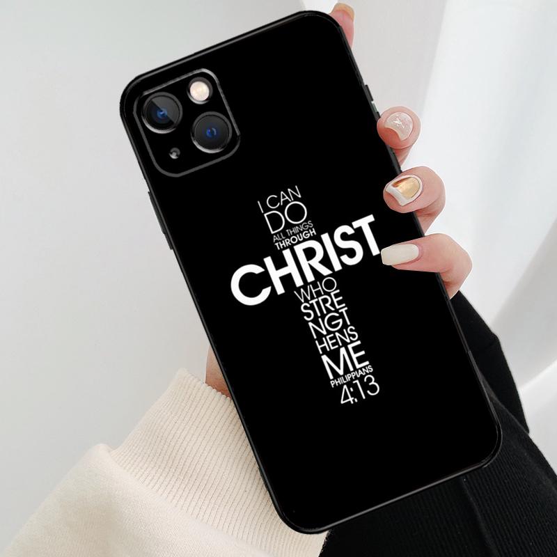 Чехол для телефона с крестом и стихом из Библии о Иисусе Христе для iPhone 17 Pro Max 16 15 11 13 12 14 Pro Max mini 15 16 Plus 16e 17 Air Cover