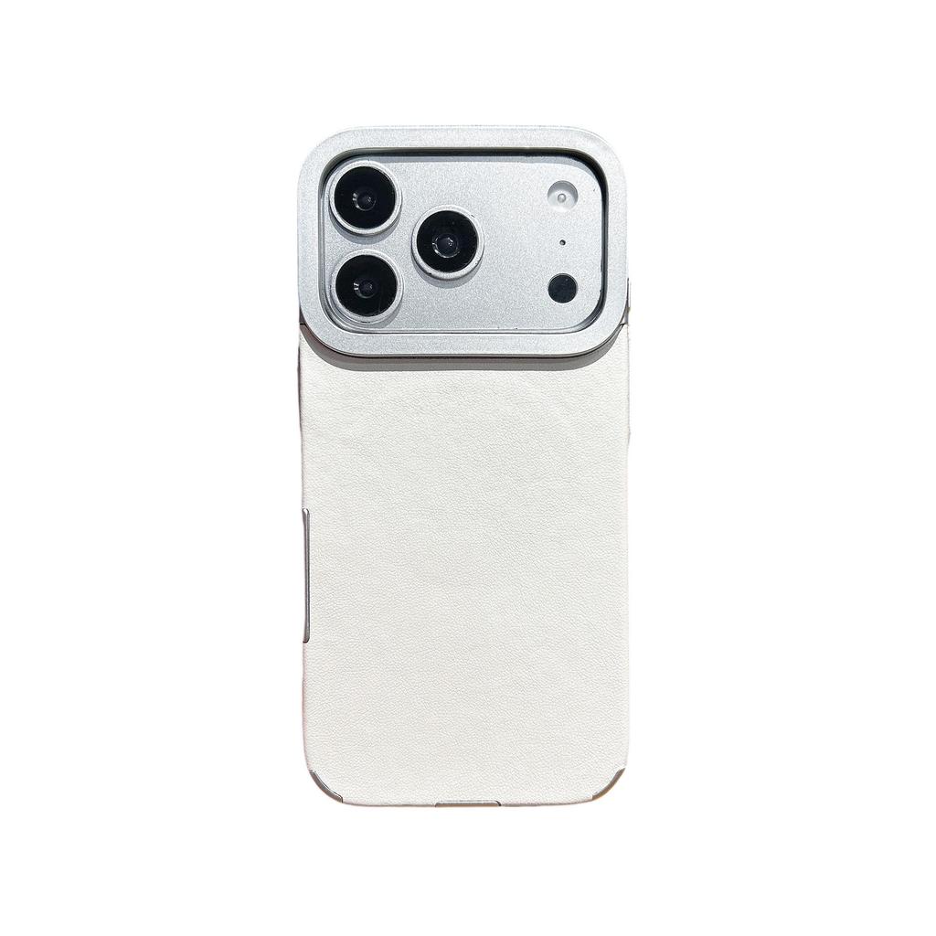 Защитный магнитный чехол для iPhone 14/15/16/17 Pro Max из кожи с металлическим блеском, с большими отверстиями