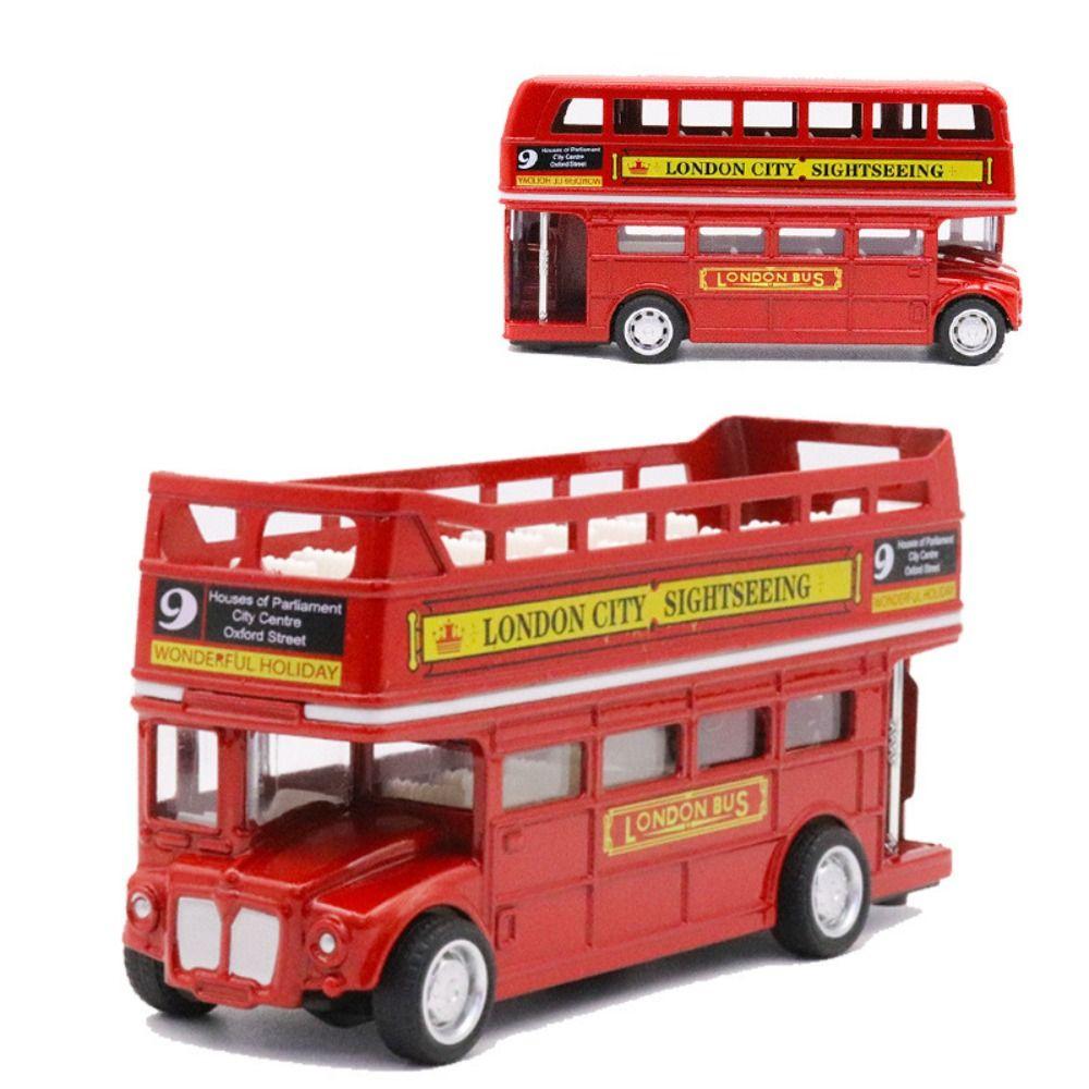 Double Decker Bus Car Model Simulation Pull Back Vehicle Travel Bus Model Children Gift