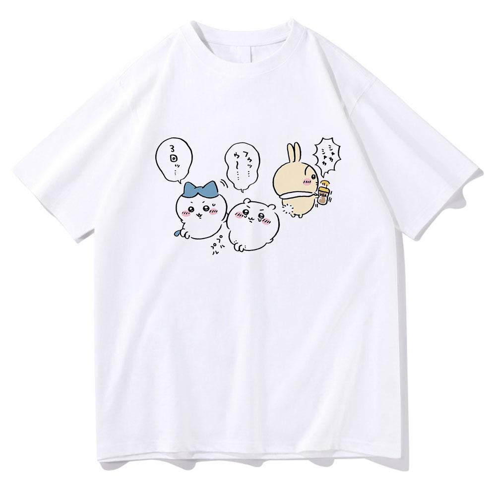 Chiikawa T Shirt Unisex Harajuku Aesthetic Graphic Kawaii Tshirt Unisex Cartoon Daily Casual Oversize Sand Cotton Tees Shirts Korea