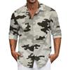 Men's Summer New Loose Print Long Sleeve Shirt Cardigan Beach Shirt