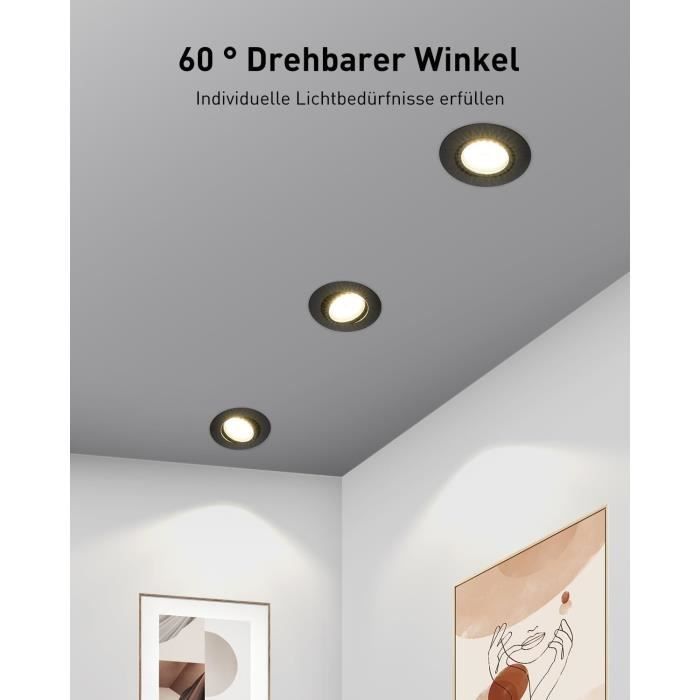 Spot Led Encastrable - Bojim - Dimmable - Noir - 5.5W - 600LM