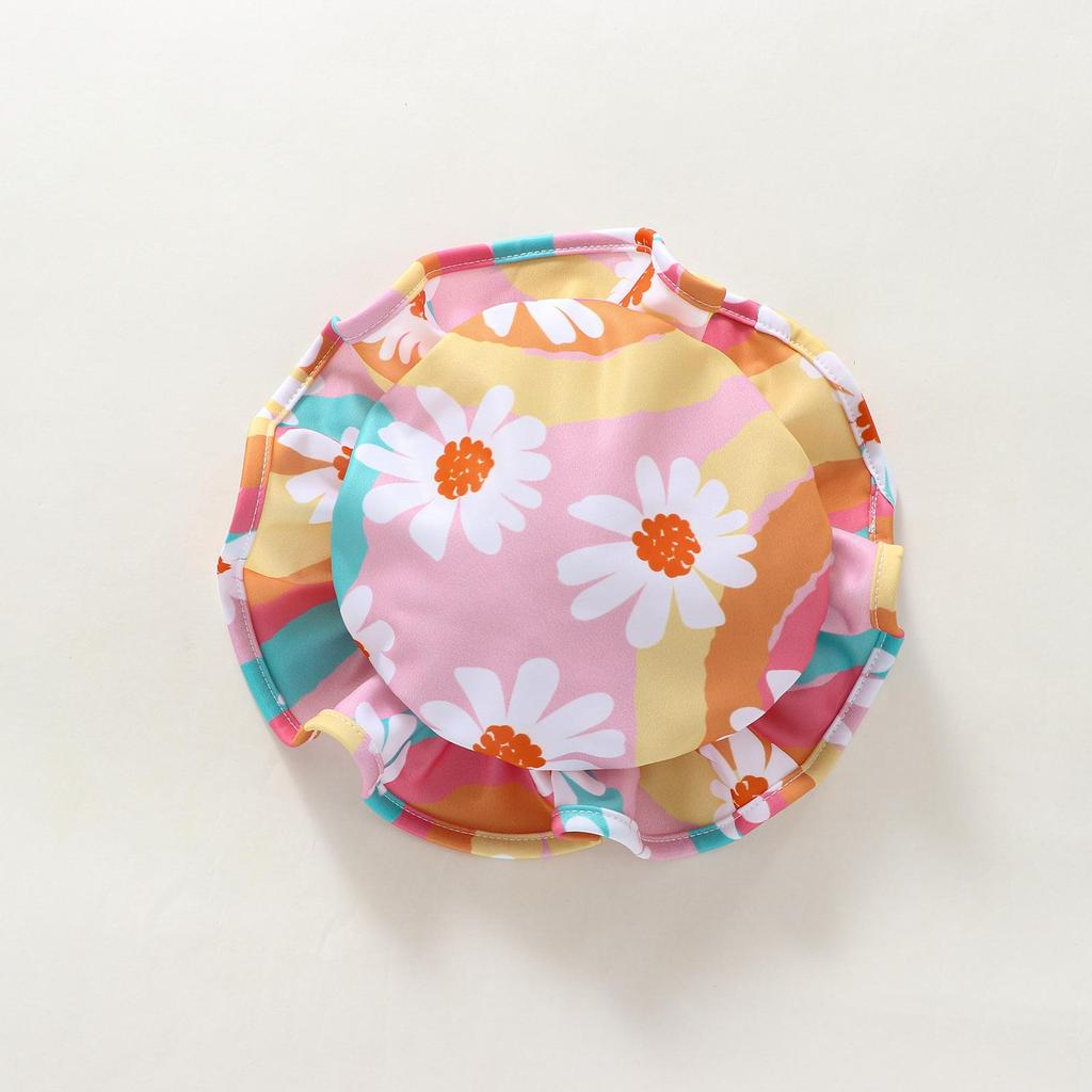 Детский комбинезон для девочек, купальник, 6 м, 12 м, 18 м, 24 м, с длинными рукавами и стойкой, на молнии, пляжный боди для бассейна, купальный костюм + шапка