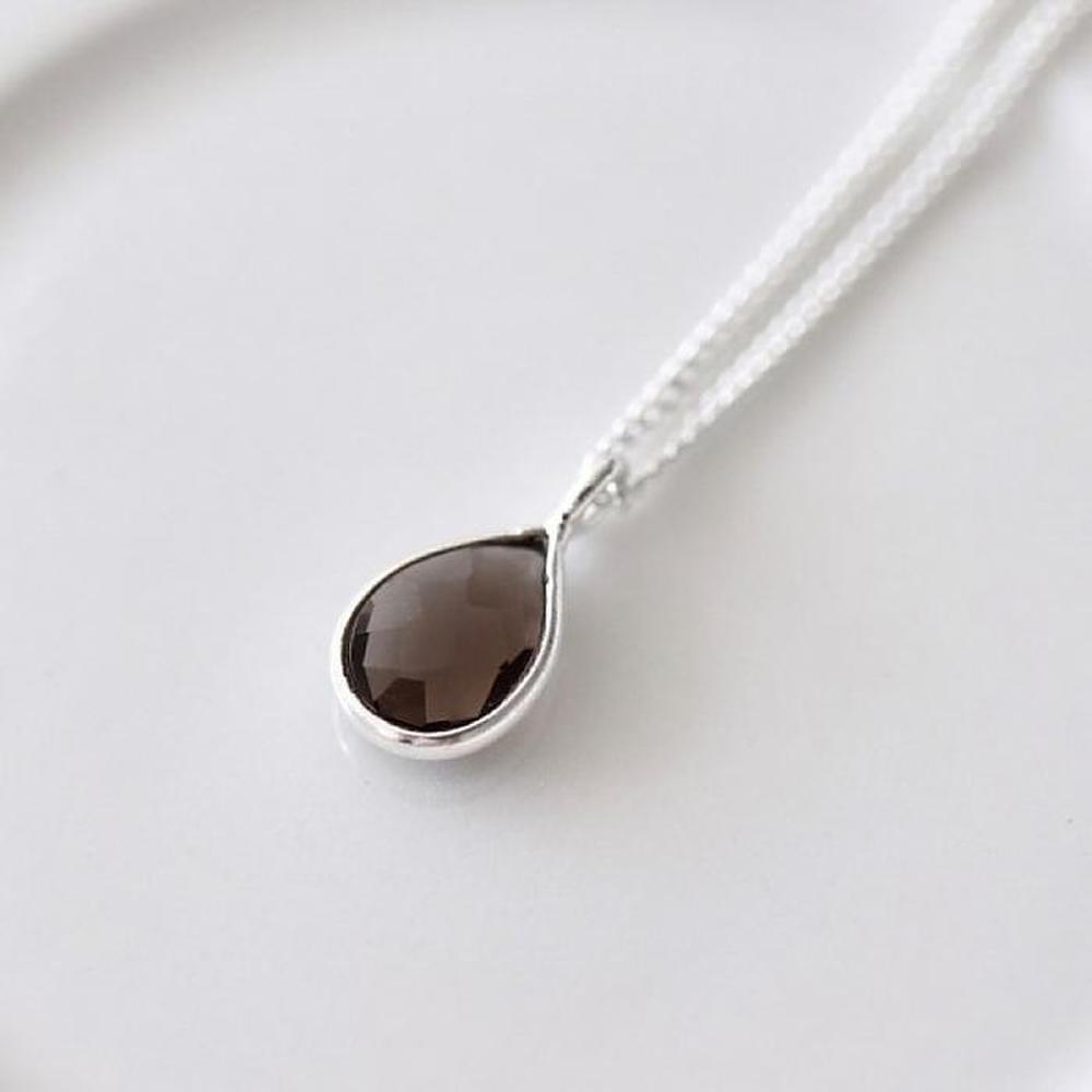 92.5 Silver Smoky Quartz Natural Stone Necklace (6996075)