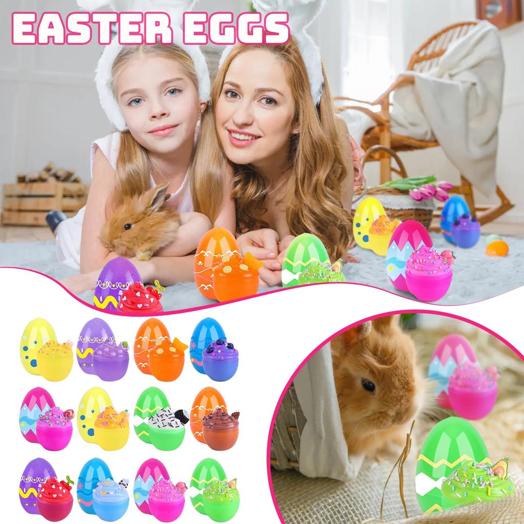 12PCS Easter Egg Toy, Slimes Easter Eggs Toys, Easter Egg Game, Gift Decoration Props For Kids, Creative Easter Party Gift