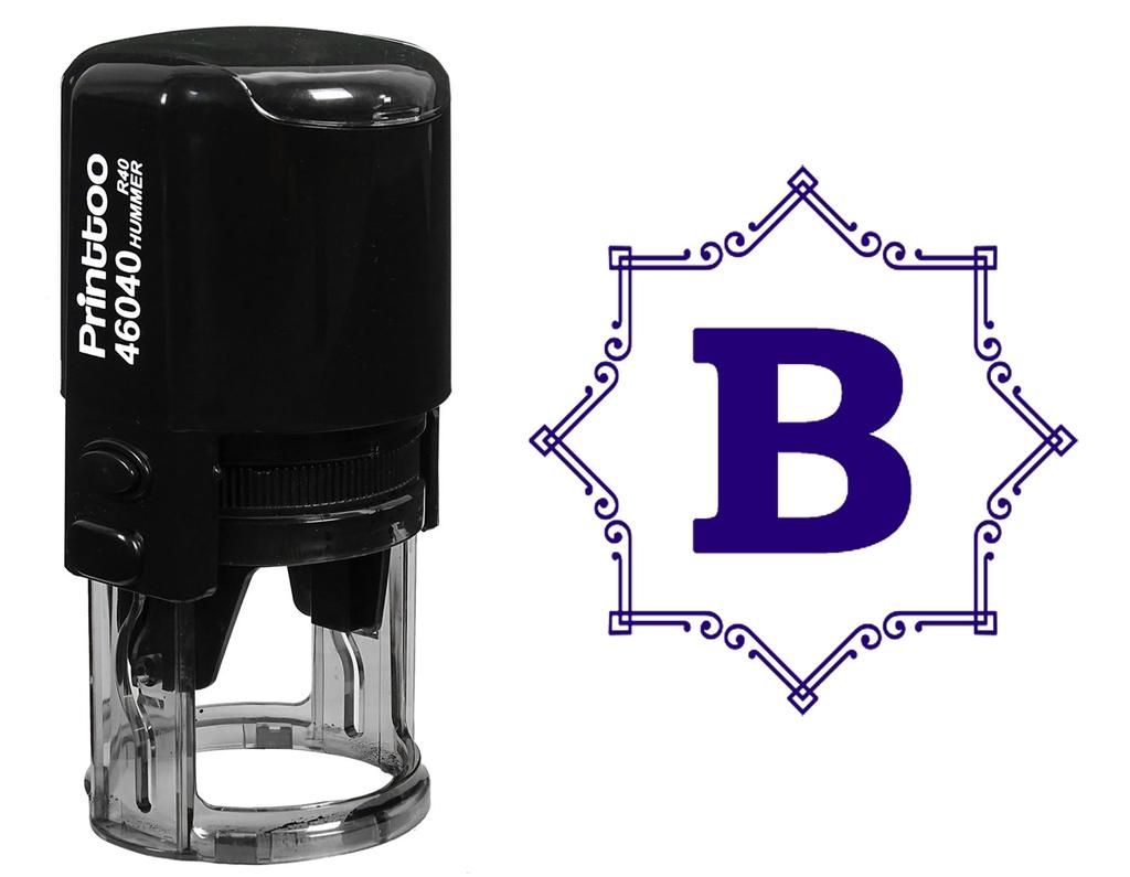 Printtoo R-40 Octagon Celtic Swirl Frame Alphabet B Monogram Self Inking Rubber Stamp Office