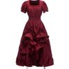 Vintage Renaissance Square Neck Short Sleeve Dress Medieval Pastoral Cosplay Dress