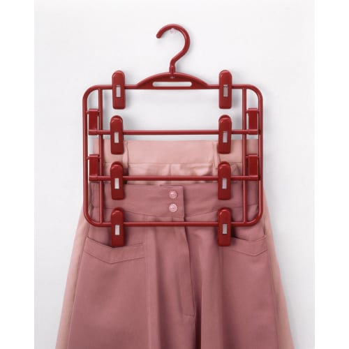 Sawafuji NB-04 4-ярусная вешалка для юбок, черная, ширина 400 мм, сделано в Японии, не оставляет следов, экономит место, с зажимами и противоскользящими зажимами, подходит для брюк