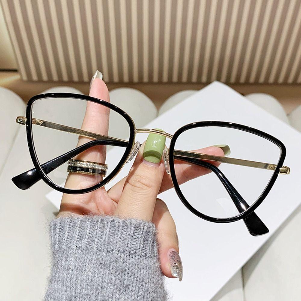 New Unique Cat Eye Glasses Retro Women Men Anti Blue Light Glasses Fashion Metal Frame Computer Reading Glasses
