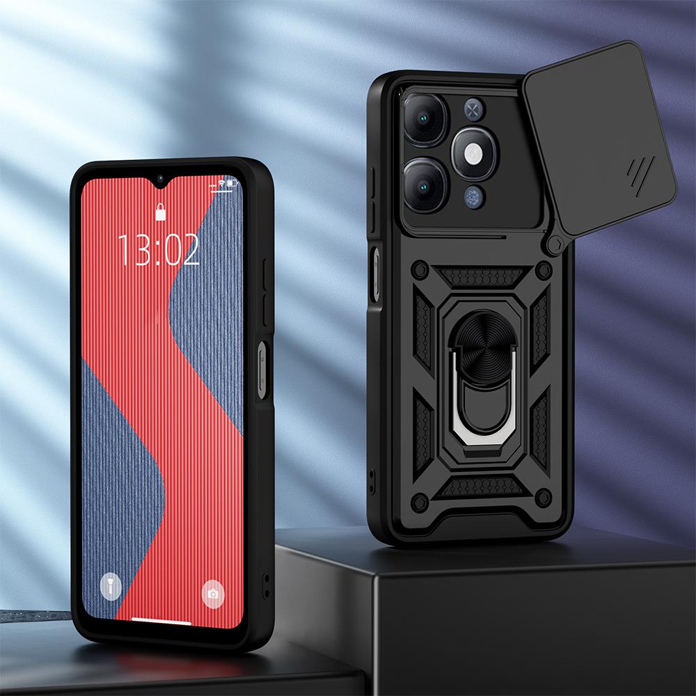KEYSION Ударопрочный бронированный чехол для Itel A90 4G Силикон+ПК Слайдер Кольцо-подставка для защиты объектива камеры Задняя крышка телефона для Itel A90