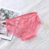 Сексуальные кружевные трусики для девочек, дышащее нижнее белье с вырезанным узлом-бабочкой, трусики средней высоты с открытой талией, однотонные женские треугольные трусики