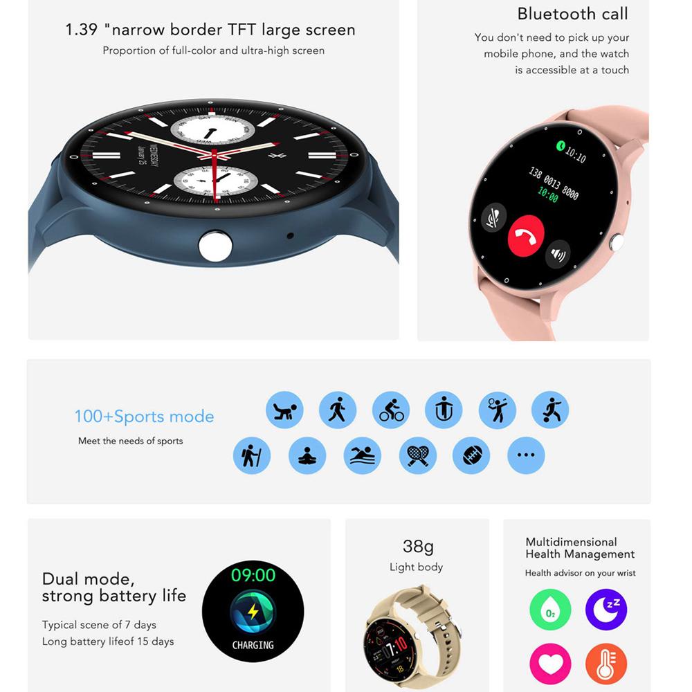SACOSDING Smart Watch Women Men Lady Gift Fitness Bluetooth Call Heart Rate Monitor Waterproof Smartwatch ZL02 Upgrade Brand Sport
