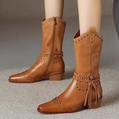 Модные толстые заостренные носки зимние сапоги средней длины дизайнерские платья на среднем каблуке прогулочные женские туфли 2024 зимние брендовые туфли-лодочки мода Zapatos Mujer