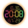 Многофункциональные RGB настенные часы с пультом дистанционного управления, отображением даты, температуры, влажности, регулируемой яркостью и будильником