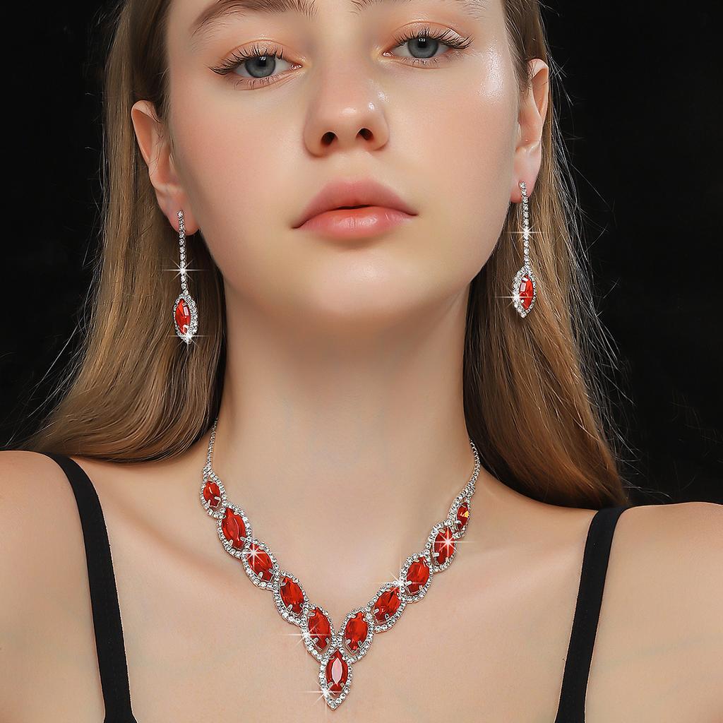 3 предмета Женский модный набор каплевидных ожерелий и серег с цирконами, подходит для свадьбы, вечеринки, фестиваля, подарки