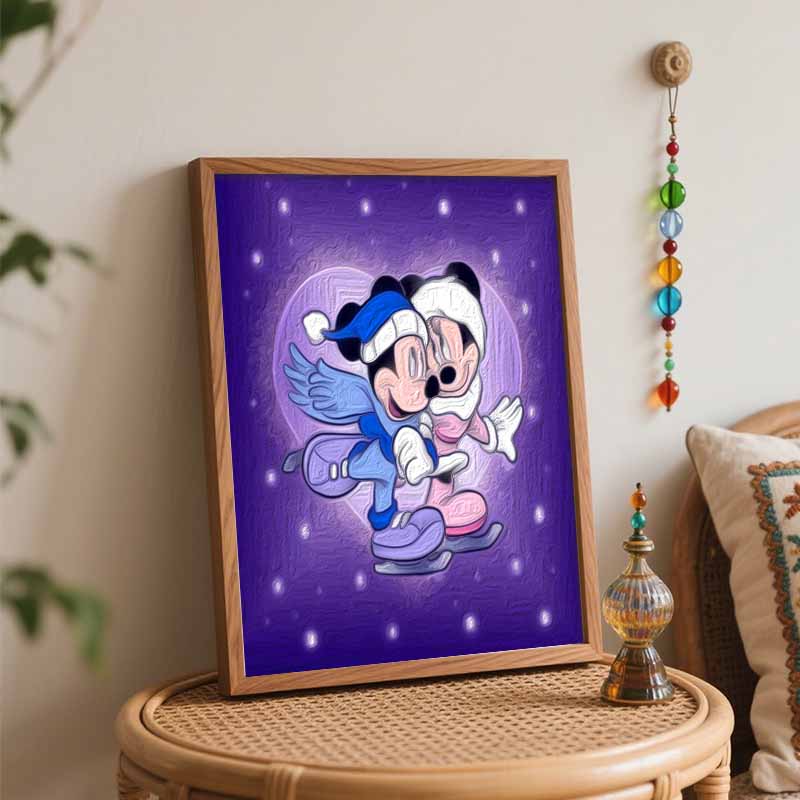 Disney Набор для рисования своими руками Зимнее катание на коньках Микки Минни Классический стиль Декор для дома Поделка Идея подарка Настенное искусство Украшение Романтический Праздничное веселье