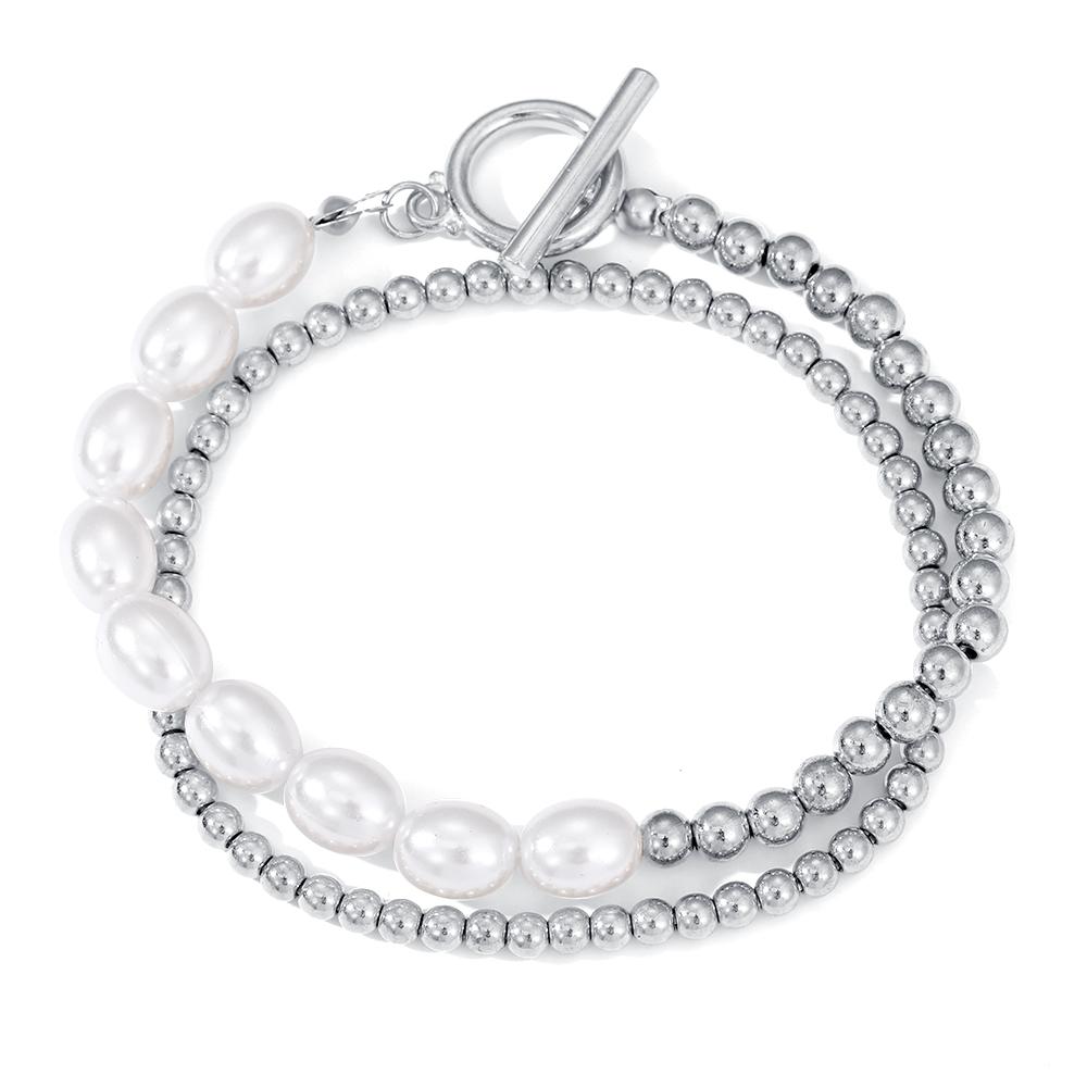 Simple Double Layer Ball Chain Stacked Bracelet Jewelry Versatile OT Buckle Bracelet