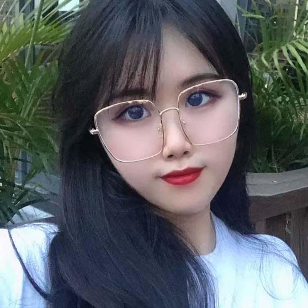 PC Golden-frame Myopia Glasses Lightweight Women Reading Eyewear Glitter Big Frame Glasses  Outdoor
