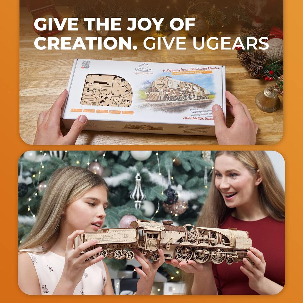 Ugears V Express Steam Locomotive 70058 Wooden Puzzle Craft Model Glue No Tools Required Intermediate