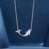 Dolphin Love Necklace Female Plating Korean Version Small Fresh and Simple Versatile Clavicle Chain INS Small Design Pendant