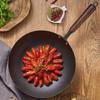Chuda Huang 28CM Uncoated Cast Iron Wok with Lid