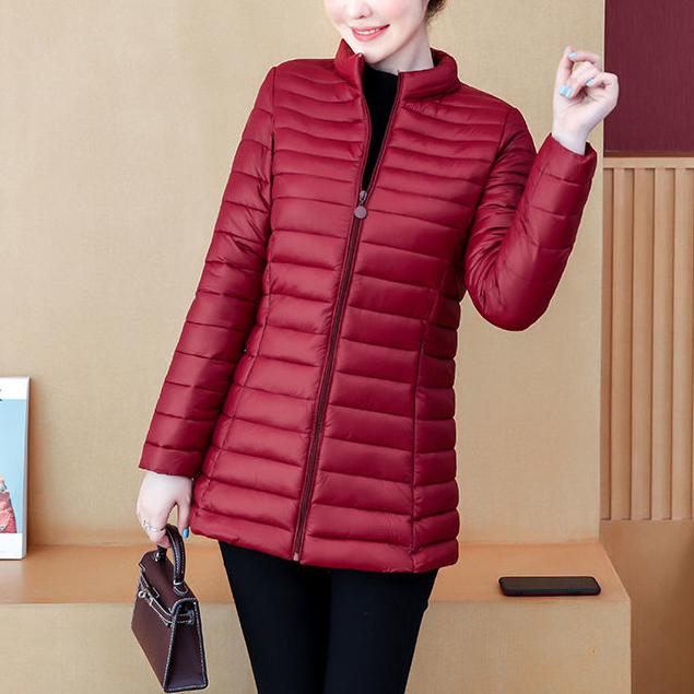 Women's Winter Thickened Waisted Standing Collar Plus Size Warm Jacket Loose Windproof Warm Top