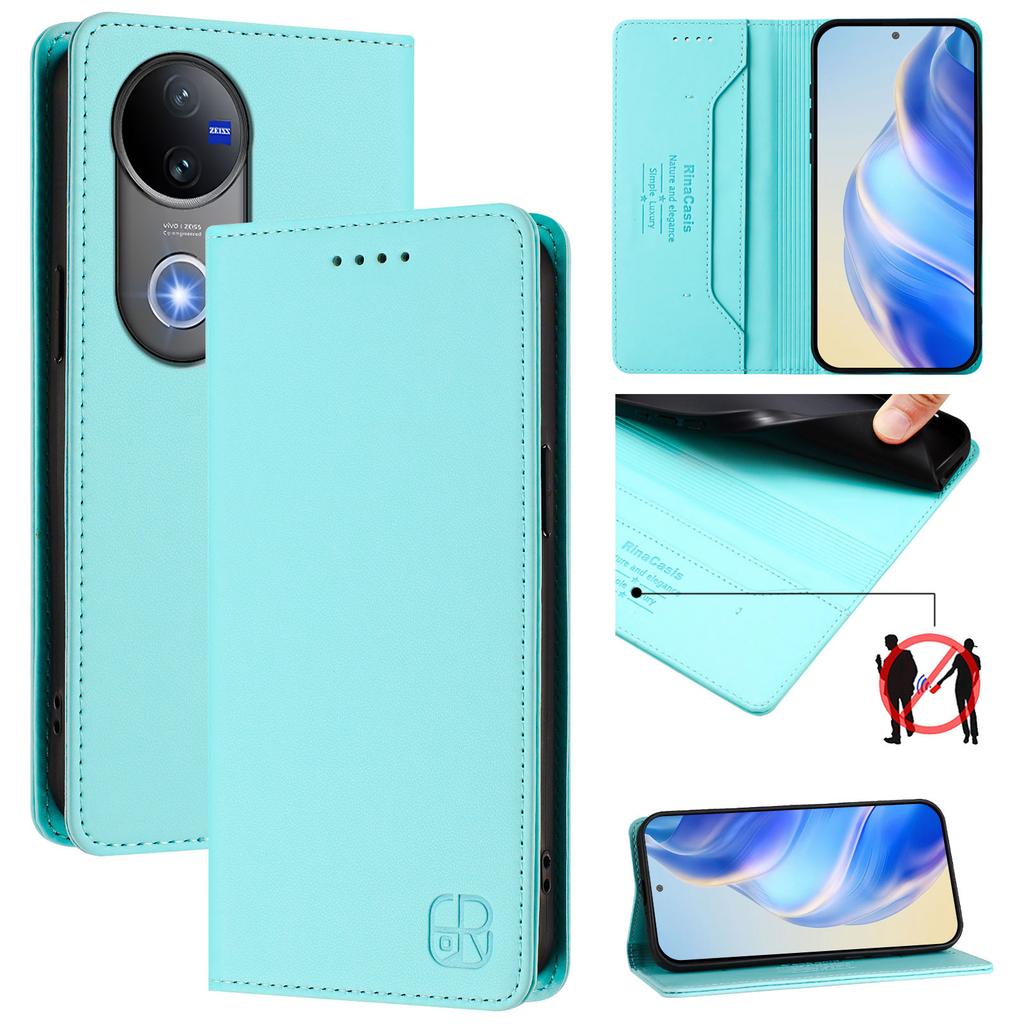 For vivo V50 5G Leather Case RINACASIS RC01 Phone Cover with RFID Blocking Wallet Stand