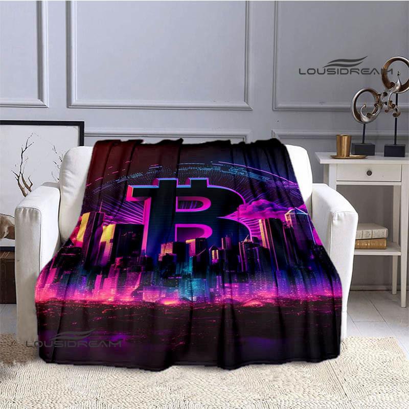 Bitcoin Fashion Printed Blanket Kids Warm Blanket Flannel Soft Cozy Blanket Sofa Bed Blanket Travel Blanket Birthday Gift