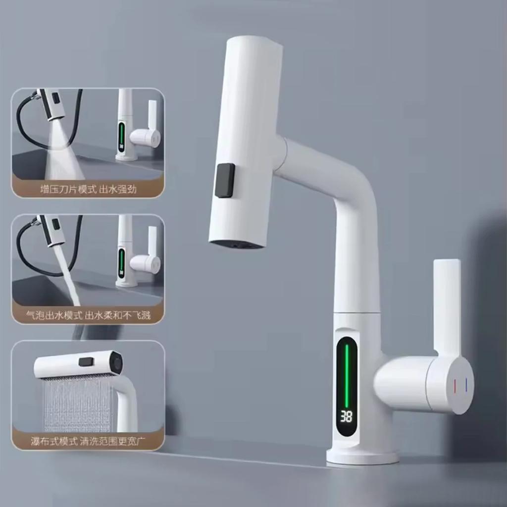 Ремонт ванной комнаты Смеситель с цифровым дисплеем Серый Удобная установка Универсальный дизайн смесителя Простая настройка