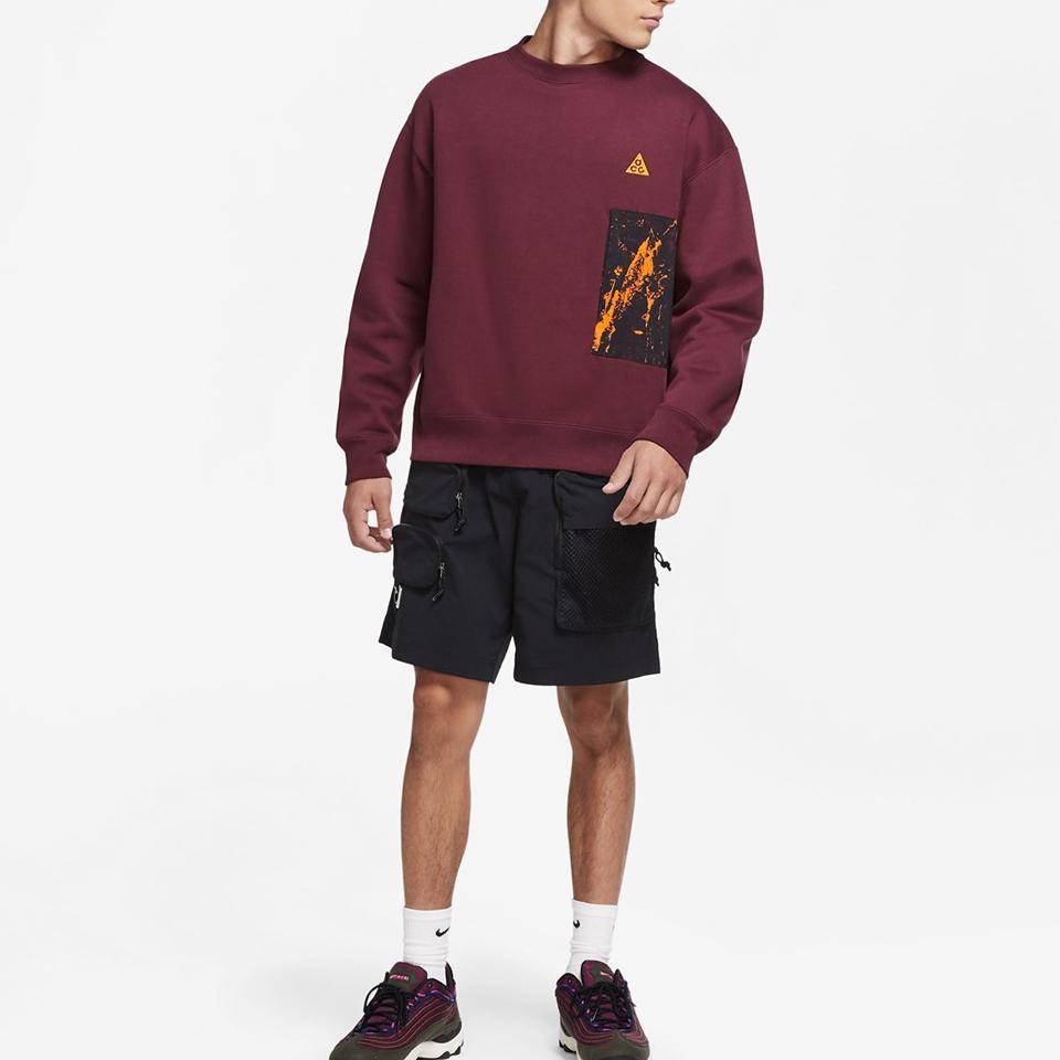 Nike ACG Crew Лоскутный спортивный пуловер, мужские топы, темно-каштановый CZ5103-643